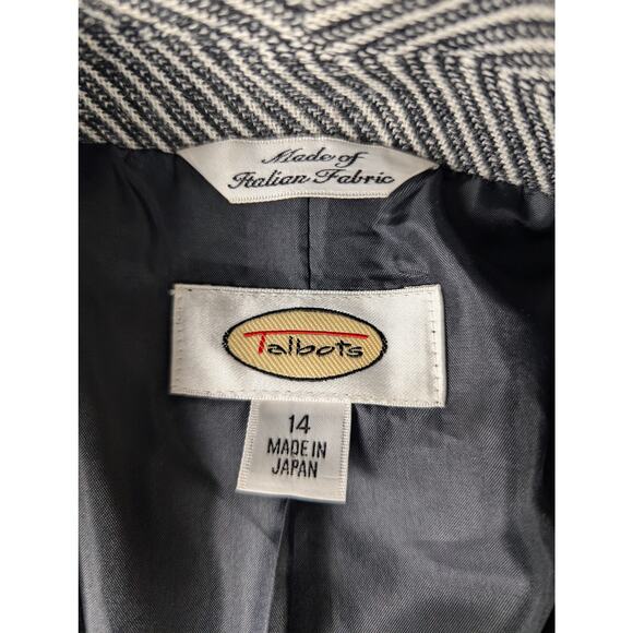 Talbots Women's Blazer Belted Wool Lined Black Stripe Button Up Vintage Size 14 - Picture 3 of 5